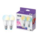 Paquete dúo 2x WiZ Smart LED E27 Pera Mate 8W 806lm | Mejor Reproducción De Color - Regulable - Reemplazo 60W